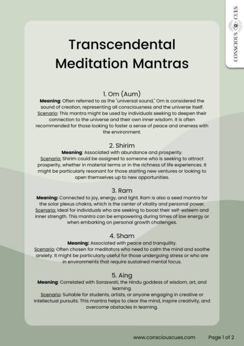 Free Download -Transcendental Meditation Mantra List PDF + Audio